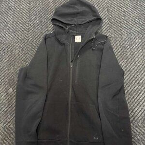 Gap Men's Black Full-Zip Fleece Hoodie, Size M